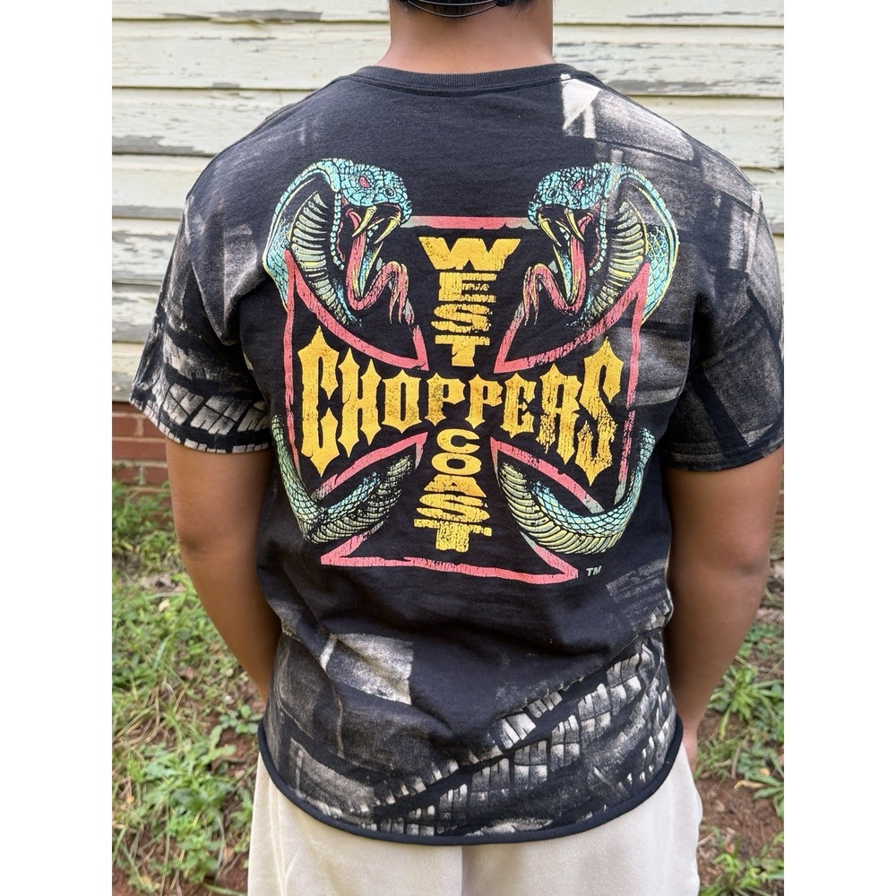 West Coast Choppers T-Shirt Medium Faded Bleach Art Distressed Custom Y2K Style